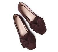 HuangTaiJi Qing Women's Pointy Toe Exquisite Pearl Rhinestone Dressy Ballet Flats Bling Slip On Comfortable Wedding Party Working Shoes, 443-latte Brown, 6 UK