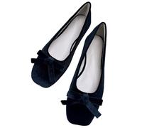 HuangTaiJi Qing Women's Pointy Toe Exquisite Pearl Rhinestone Dressy Ballet Flats Bling Slip On Comfortable Wedding Party Working Shoes, 445-black, 7.5 UK