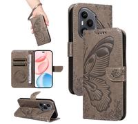 HUANGTAOLI Case for Honor 400 Pro 5G, Kickstand and Card Holder, 360 Degree Protection Shockproof PU Leather Magnetic Closure Wallet Phone Case, Flexible and Foldable, Grey