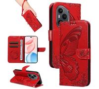 HUANGTAOLI Case for Honor 400 Pro 5G, Kickstand and Card Holder, 360 Degree Protection Shockproof PU Leather Magnetic Closure Wallet Phone Case, Flexible and Foldable, Red