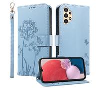 HUANGTAOLI Case for Samsung Galaxy A13 4G, Kickstand and 3 Card Slots, 360 Degree Protection Shockproof Phone Case, Foldable and Scratch Resistant, Sky Blue