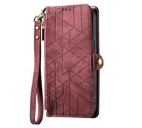 HUANGTAOLI Case for Samsung Galaxy A71 4G Dual SIM (NOT 5G), Zipper Wallet Pouch with 3 Card Slots, 360 Degree Protection Shockproof Phone Case, Foldable and Scratch Resistant, Red