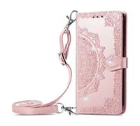 HUANGTAOLI Crossbody Bling Case for HMD Skyline, Adjustable Shoulder Strape 47"/120cm, 360 Degree Protection Shockproof PU Leather Phone Case, Kickstand and 3 Card Slots Rose Gold
