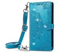 HUANGTAOLI Crossbody Bling Case for HMD Skyline, Adjustable Shoulder Strape 47"/120cm, 360 Degree Protection Shockproof PU Leather Phone Case, Kickstand and 3 Card Slots Blue