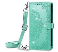 HUANGTAOLI Crossbody Bling Case for HMD Skyline, Adjustable Shoulder Strape 47"/120cm, 360 Degree Protection Shockproof PU Leather Phone Case, Kickstand and 3 Card Slots Green