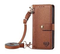 HUANGTAOLI Crossbody Case for Huawei Nova 9 SE, Adjustable Shoulder Strape 47", RFID Blocking Pouch with 7 Card Slots, 360 Degree Protection Shockproof Phone Case, Brown