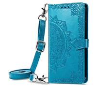 HUANGTAOLI Crossbody Flip Case for HMD Skyline, Kickstand with 3 Card Slots, Adjustable Shoulder Strape 47"/120cm, 360 Degree Protection Shockproof Phone Case, Slim Fit and Anti-Slip Blue