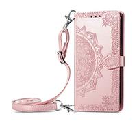 HUANGTAOLI Crossbody Flip Case for HMD Skyline, Kickstand with 3 Card Slots, Adjustable Shoulder Strape 47"/120cm, 360 Degree Protection Shockproof Phone Case, Slim Fit and Anti-Slip Rose Gold