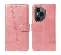 HUANGTAOLI Flip Case for Honor 400 Pro 5G, 360 Degree Protection Shockproof PU Leather Wallet Phone Cover, Kickstand and 3 Card Slots, Rose Gold