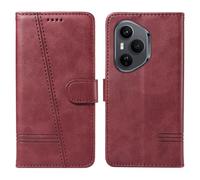 HUANGTAOLI Flip Case for Honor 400 Pro 5G, 360 Degree Protection Shockproof PU Leather Wallet Phone Cover, Kickstand and 3 Card Slots, Red