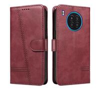 HUANGTAOLI Flip Case for Honor 50 Lite, 360 Degree Protection Shockproof PU Leather Wallet Phone Cover, Kickstand and 3 Card Slots, Red