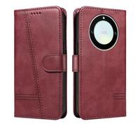 HUANGTAOLI Flip Case for Honor Magic5 Lite, 360 Degree Protection Shockproof PU Leather Wallet Phone Cover, Kickstand and 3 Card Slots, Red