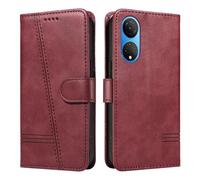 HUANGTAOLI Flip Case for Honor X7, 360 Degree Protection Shockproof PU Leather Wallet Phone Cover, Kickstand and 3 Card Slots, Red