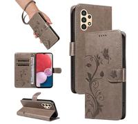 HUANGTAOLI Flip Case for Samsung Galaxy A13 4G, Kickstand and 2 Card Slots, 360 Degree Protection Shockproof PU Leather Phone Case, Foldable and Scratch Resistant, Grey