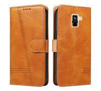 HUANGTAOLI Flip Case for Samsung Galaxy A6 2018, 360 Degree Protection Shockproof PU Leather Wallet Phone Cover, Kickstand and 3 Card Slots, Yellow