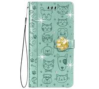 HUANGTAOLI Flip Case for Samsung Galaxy A70S, Crystal Bling Wallet Cover with 3 Card Holder, 360 Degree Protection Shockproof Phone Case, Lightweight and Scratch Resistant, Green