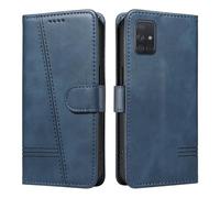 HUANGTAOLI Flip Case for Samsung Galaxy A71 4G Dual SIM (NOT 5G), 360 Degree Protection Shockproof PU Leather Wallet Phone Cover, Kickstand and 3 Card Slots, Blue