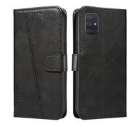 HUANGTAOLI Flip Case for Samsung Galaxy A71 4G Dual SIM (NOT 5G), 360 Degree Protection Shockproof PU Leather Wallet Phone Cover, Kickstand and 3 Card Slots, Black