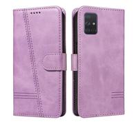 HUANGTAOLI Flip Case for Samsung Galaxy A71 4G Dual SIM (NOT 5G), 360 Degree Protection Shockproof PU Leather Wallet Phone Cover, Kickstand and 3 Card Slots, Purple