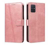 HUANGTAOLI Flip Case for Samsung Galaxy A71 4G Dual SIM (NOT 5G), 360 Degree Protection Shockproof PU Leather Wallet Phone Cover, Kickstand and 3 Card Slots, Rose Gold
