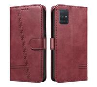 HUANGTAOLI Flip Case for Samsung Galaxy A71 4G Dual SIM (NOT 5G), 360 Degree Protection Shockproof PU Leather Wallet Phone Cover, Kickstand and 3 Card Slots, Red