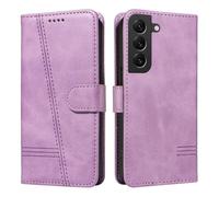 HUANGTAOLI Flip Case for Samsung Galaxy S21 FE 5G, 360 Degree Protection Shockproof PU Leather Wallet Phone Cover, Kickstand and 3 Card Slots, Purple
