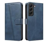 HUANGTAOLI Flip Case for Samsung Galaxy S21 FE 5G, 360 Degree Protection Shockproof PU Leather Wallet Phone Cover, Kickstand and 3 Card Slots, Blue