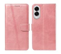 HUANGTAOLI Flip Case for Samsung Galaxy S25 Edge, 360 Degree Protection Shockproof PU Leather Wallet Phone Cover, Kickstand and 3 Card Slots, Rose Gold