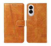 HUANGTAOLI Flip Case for Samsung Galaxy S25 Edge, 360 Degree Protection Shockproof PU Leather Wallet Phone Cover, Kickstand and 3 Card Slots, Yellow
