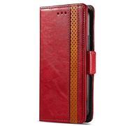 HUANGTAOLI RFID Blocking Flip Case for HMD Skyline, Kickstand with 3 Card Slots, 360 Degree Protection Shockproof PU Leather Phone Case, Lightweight and Scratch Resistant, Red