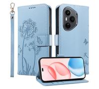 HUANGTAOLI Wallet Case for Honor 400 Pro 5G, Kickstand and 3 Card Slots, 360 Degree Protection Shockproof Magnetic Closure Flip Cover, Sky Blue