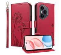 HUANGTAOLI Wallet Case for Honor 400 Pro 5G, Kickstand and 3 Card Slots, 360 Degree Protection Shockproof Magnetic Closure Flip Cover, Red