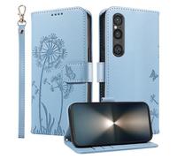 HUANGTAOLI Wallet Case for Sony Xperia 1 VI, Kickstand and 3 Card Slots, 360 Degree Protection Shockproof Magnetic Closure Flip Cover, Sky Blue
