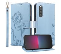 HUANGTAOLI Wallet Case for Sony Xperia 10 IV, Kickstand and 3 Card Slots, 360 Degree Protection Shockproof Magnetic Closure Flip Cover, Sky Blue