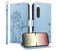 HUANGTAOLI Wallet Case for Sony Xperia 5 IV, Kickstand and 3 Card Slots, 360 Degree Protection Shockproof Magnetic Closure Flip Cover, Sky Blue