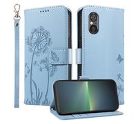 HUANGTAOLI Wallet Case for Sony Xperia 5 V, Kickstand and 3 Card Slots, 360 Degree Protection Shockproof Magnetic Closure Flip Cover, Sky Blue