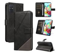 HUANGTAOLI Wallet Phone Case for Samsung Galaxy A71 4G Dual SIM (NOT 5G), Kickstand and 3 Card Slots, PU Leather Shockproof Flip Cover Flexible and Foldable, Black