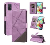 HUANGTAOLI Wallet Phone Case for Samsung Galaxy A71 4G Dual SIM (NOT 5G), Kickstand and 3 Card Slots, PU Leather Shockproof Flip Cover Flexible and Foldable, Purple