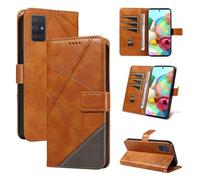 HUANGTAOLI Wallet Phone Case for Samsung Galaxy A71 4G Dual SIM (NOT 5G), Kickstand and 3 Card Slots, PU Leather Shockproof Flip Cover Flexible and Foldable, Brown
