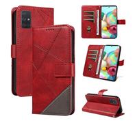 HUANGTAOLI Wallet Phone Case for Samsung Galaxy A71 4G Dual SIM (NOT 5G), Kickstand and 3 Card Slots, PU Leather Shockproof Flip Cover Flexible and Foldable, Red