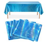 HuangXinyu 3 Pcs Blue Table Cloth Party Tablecloth, Blue Party Table Cloths | 54'' x 108'' Holographic Rectangle Tablecloth for Mermaid Ocean Theme Birthday Under the Sea Party Decorations
