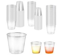 HuangXinyu 30ml Plastic Shot Glasses, 200 Pcs Reusable Plastic Shot Cups, Crystal Clear Shot Glasses Set, Sample Tasting Jelly Cups Reusable for Birthdays Weddings Party Bar Pubs