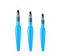HUANIZI 3/6Pcs Water Paint Brush Set Refillable Water Brush Pen Fine Flat Nib for Watercolor Blending Artist Beginner Supply Watercolor Set Kids Adults Artist Professional, 3 Blue Rod Tips