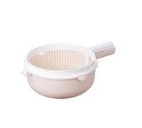 HUANIZI Double Layer Rice Wash Basket 2 in 1 Kitchen Strainer Bowl Drain Basket with Handle Fruit Vegetable Colander for Washing Mixing Kitchen Strainer Bowl Set