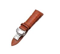 HuanJ 10 12 13 14 15 16 17 18 19 20 21 22 23 24mm Leather Watch Strap Bamboo Grain Cowhide Wristband With Butterfly Buckle(Light brown,21mm)