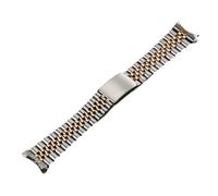 HuanJ 13mm 17mm 18mm 19mm 20mm 21mm 22mm Solid Stainless Steel Watch Band Curved End Metal Strap Luxury Bracelet(Silver-RoseGold,20mm)