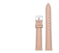 HuanJ 14mm 16mm 18mm 20mm Genuine Leather Plain Watchband Compatible With Fossil Citizen Watch Strap DW Ladies Bracelet Sky Blue Pink Brown(Pink-silver,14mm)
