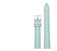 HuanJ 14mm 16mm 18mm 20mm Genuine Leather Plain Watchband Compatible With Fossil Citizen Watch Strap DW Ladies Bracelet Sky Blue Pink Brown(Sky blue-silver,15mm)