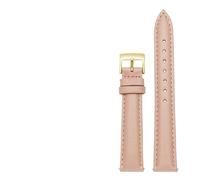 HuanJ 14mm 16mm 18mm 20mm Genuine Leather Plain Watchband Compatible With Fossil Citizen Watch Strap DW Ladies Bracelet Sky Blue Pink Brown(Pink-gold,14mm)