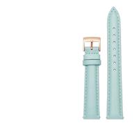 HuanJ 14mm 16mm 18mm 20mm Genuine Leather Plain Watchband Compatible With Fossil Citizen Watch Strap DW Ladies Bracelet Sky Blue Pink Brown(Sky blue-rosegold,12mm)